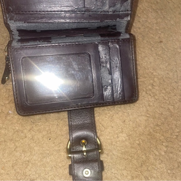 Coach Brown & Gold Buckle Small Wallet Billfold Zip Card Vintage Organizer- Used - Picture 7 of 8